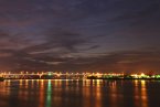 溫州城市夜景 暮色中溫州甌江三橋燈火輝煌在晚霞和