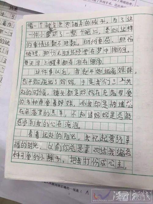 南京五年級(jí)女生寫心酸作文